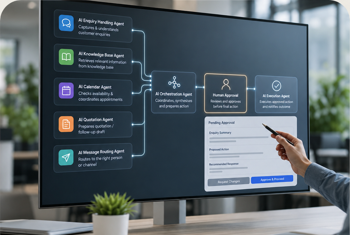 Business analytics dashboard representing measurable AI automation workflows