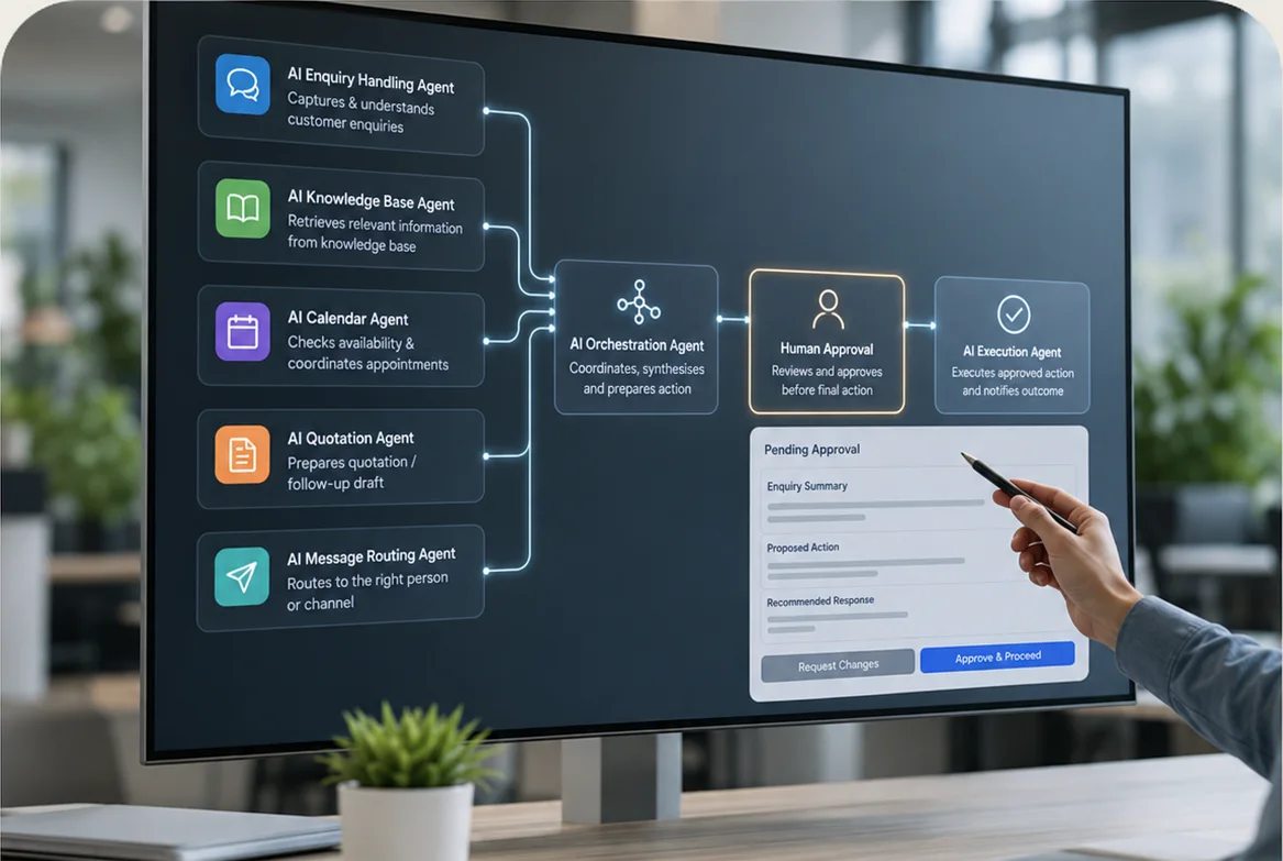 Business analytics dashboard representing measurable AI automation workflows