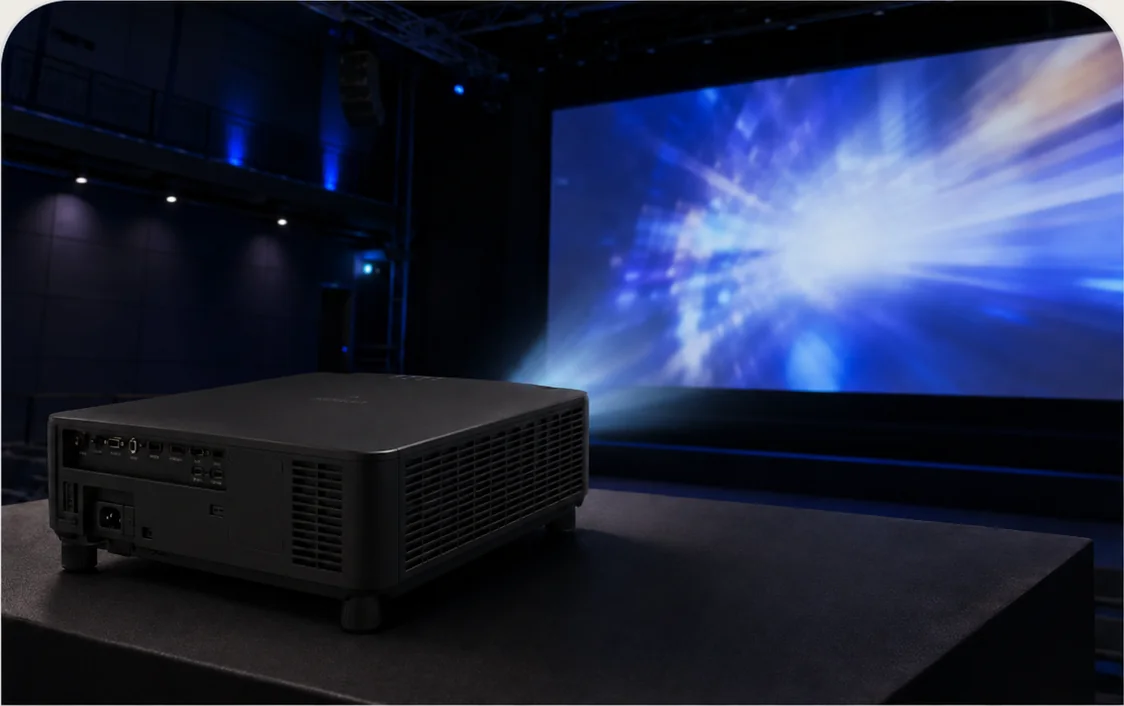 Epson laser projection installed for a large presentation image in a professional room