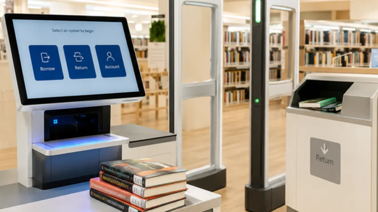 Library RFID security gates, self-check kiosk and automated return solutions by PNSS Tech