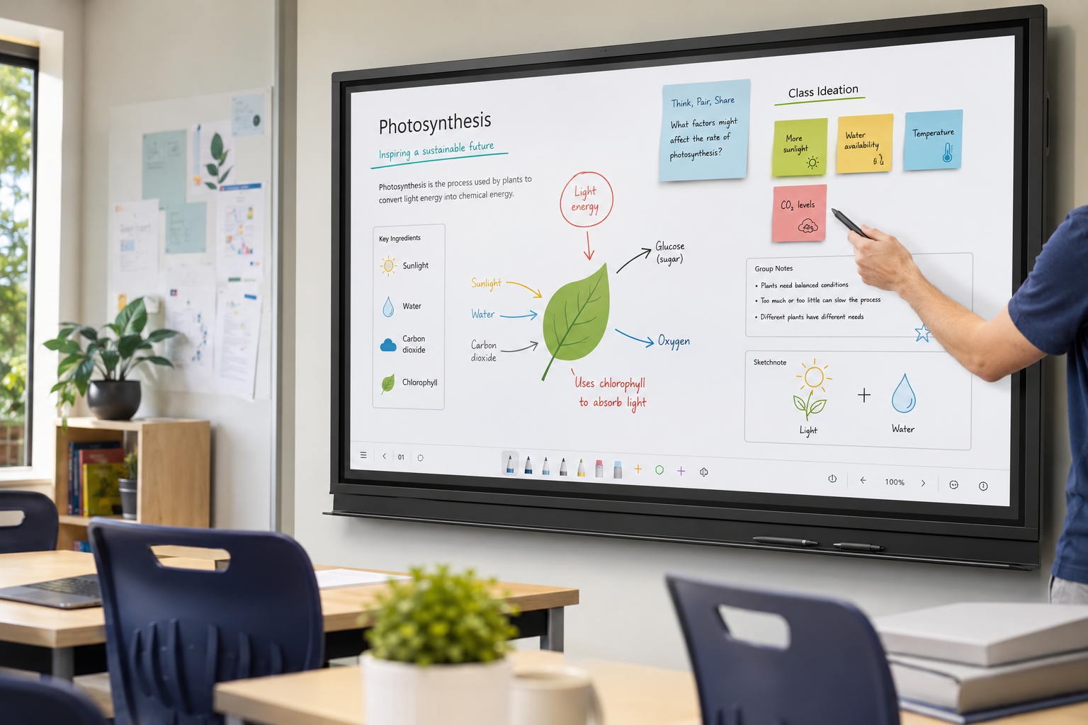 large interactive touch display for teaching, annotation, ideation and shared work