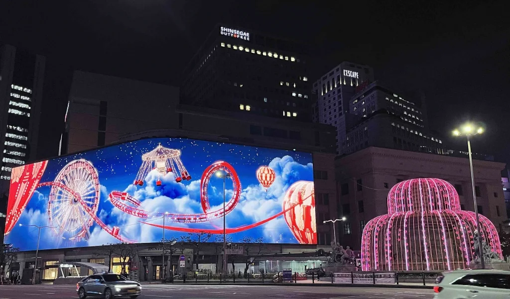 Samsung XAT outdoor LED display operating at night
