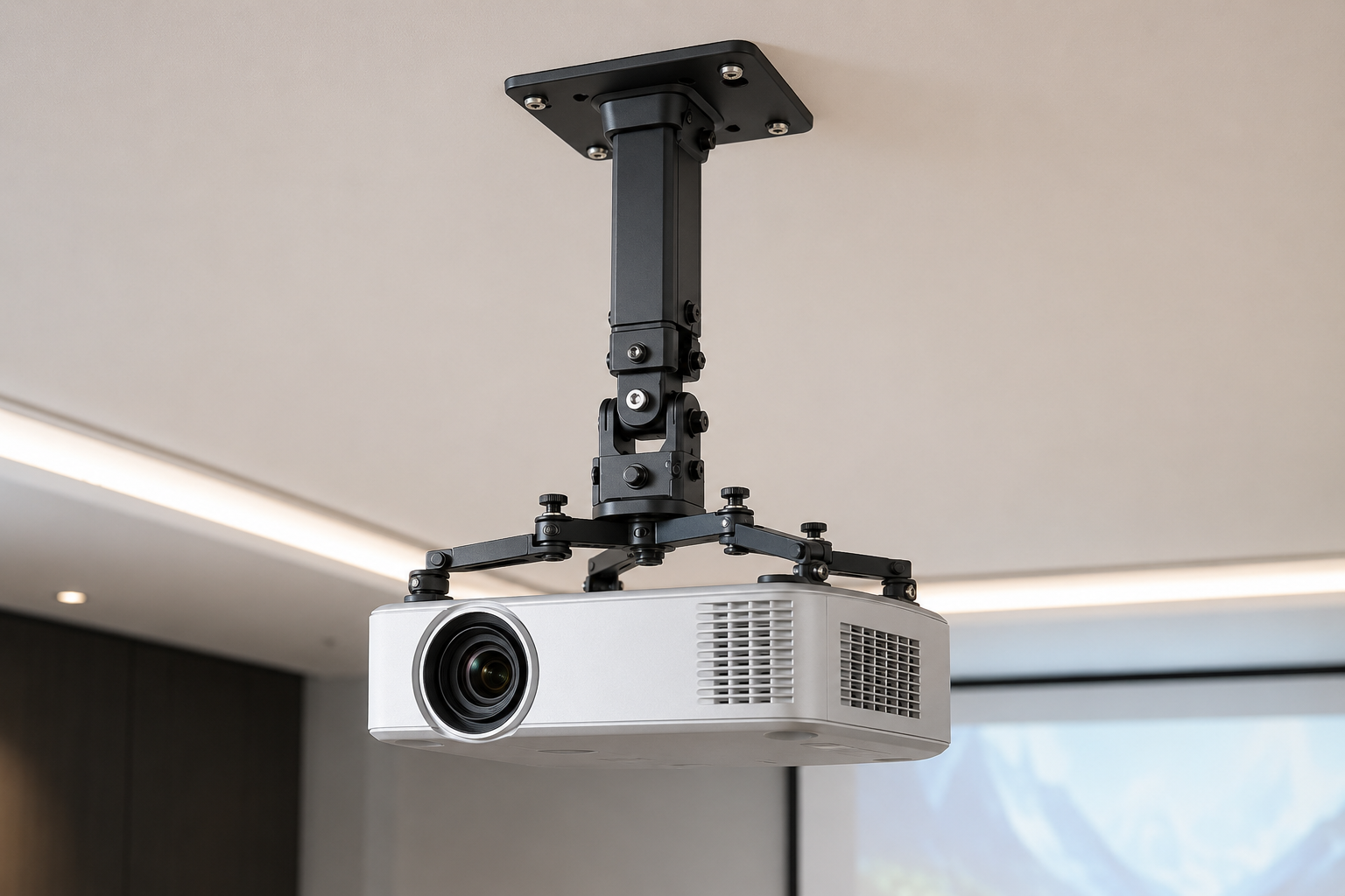Professional projector ceiling bracket for safe projector positioning