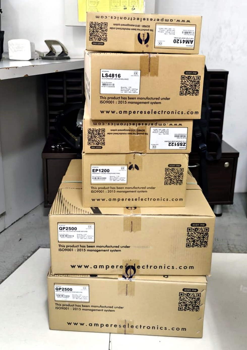 Amperes public address equipment prepared for a Malaysian PA system deployment