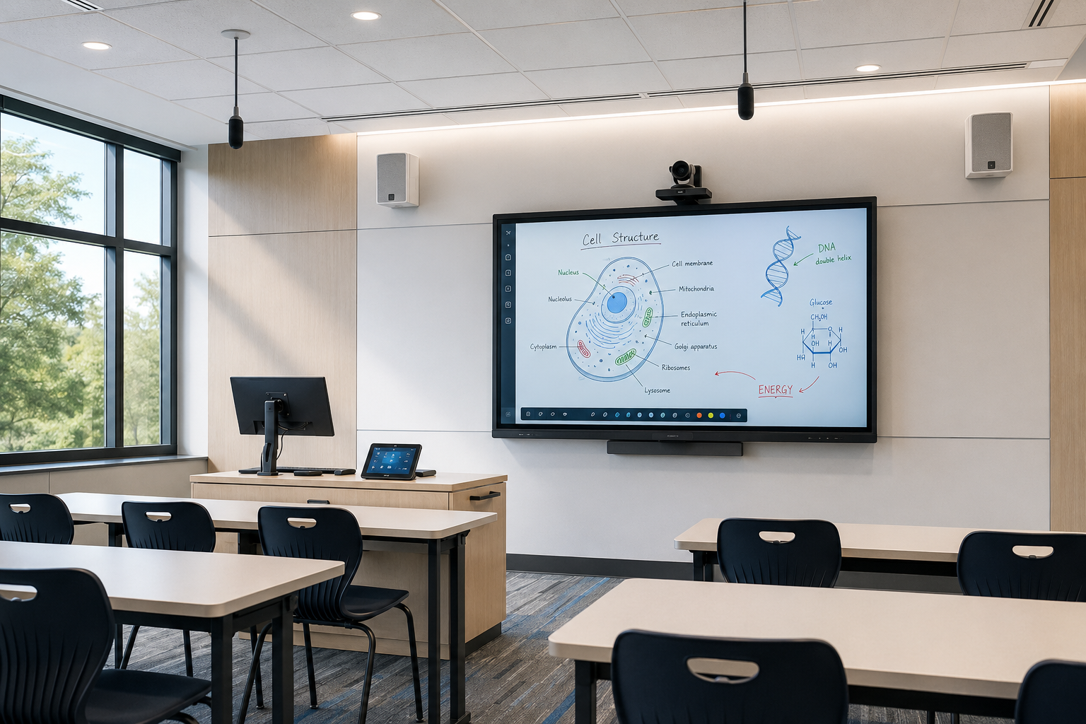 Advanced smart classroom with interactive display and teaching technology